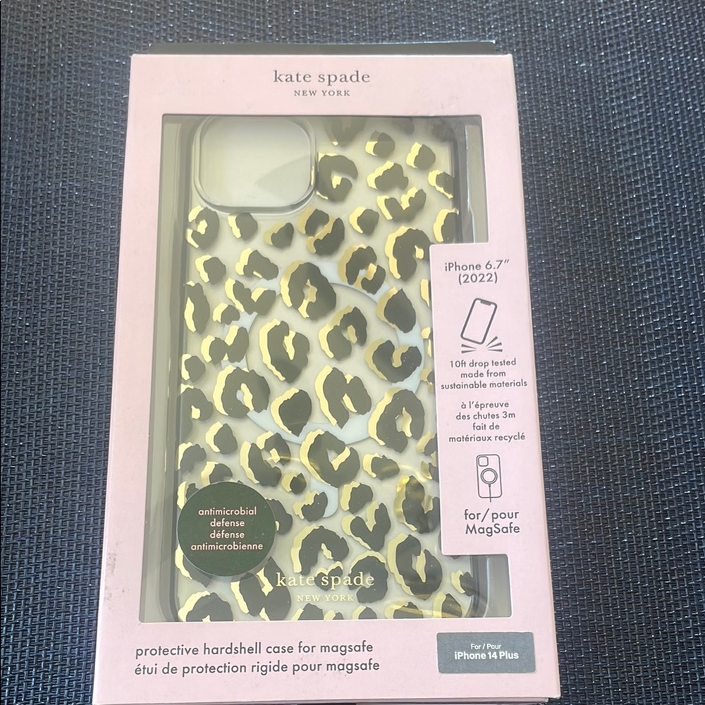 Kate Spade Gold Leopard iPhone 14 Plus Case